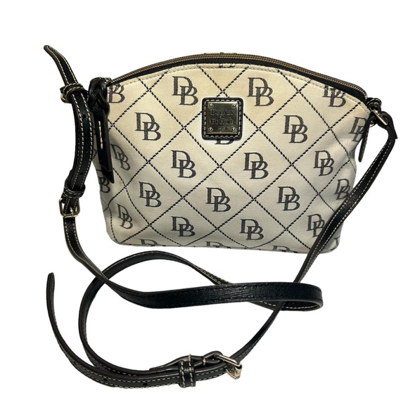 Dooney & Bourke Handbags - Dooney and Bourke Signature White and Black Crossbody Satchel